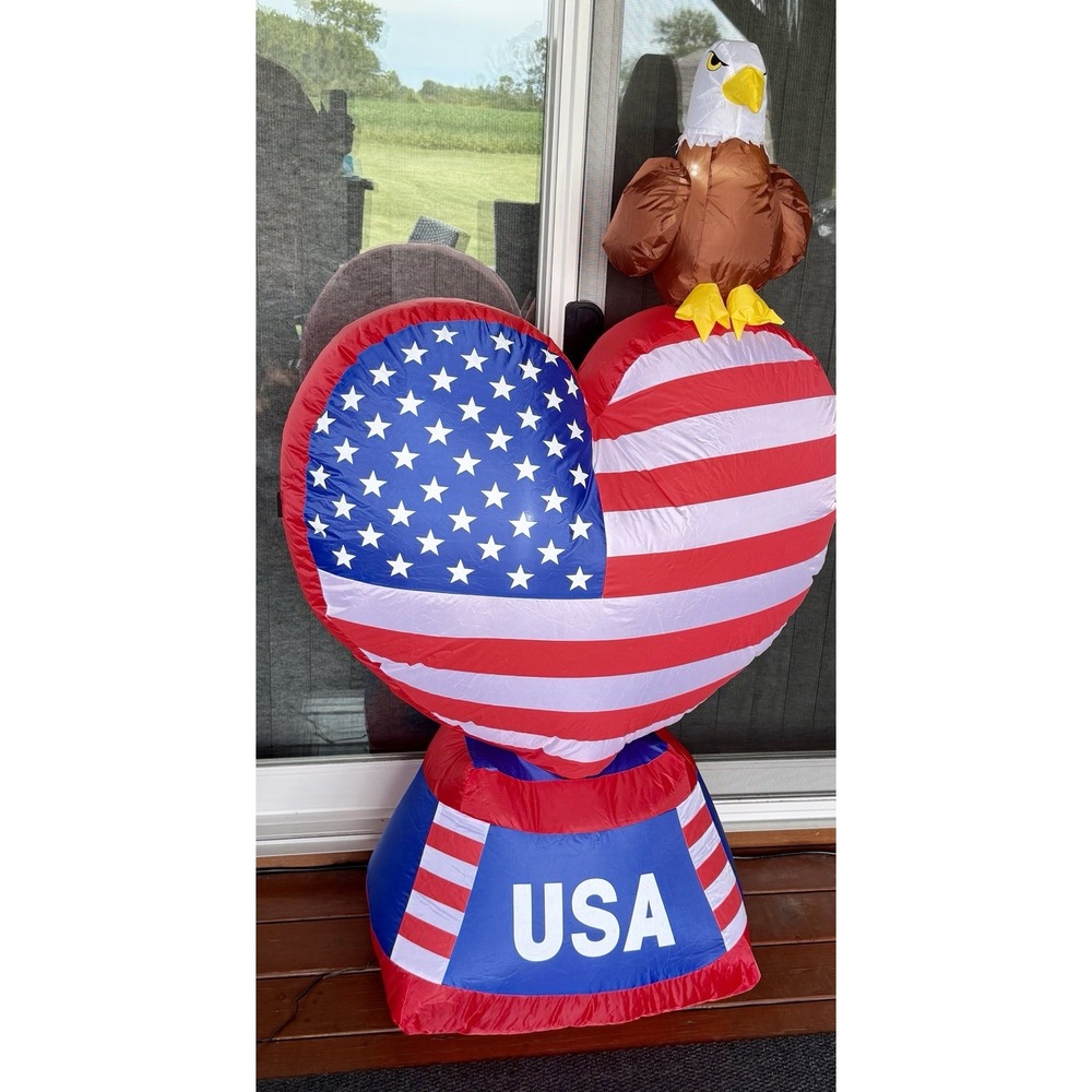 Inflatable Patriotic Bald Eagle With Heart Independence Day 5' Foot Tall NEW!